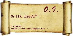 Orlik Izsó névjegykártya